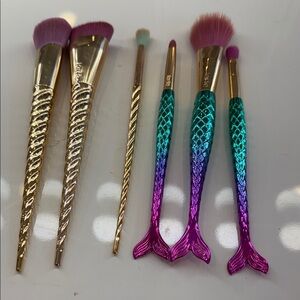 Mermaid Makeup Brush Set with Gold Handles